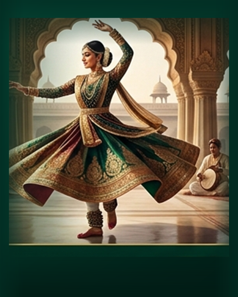 Kathak classical dancer performing in royal darbar arch